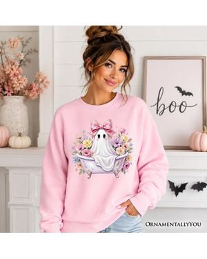 OrnamentallyYou Coquette Halloween Ghost Sweater - Pink