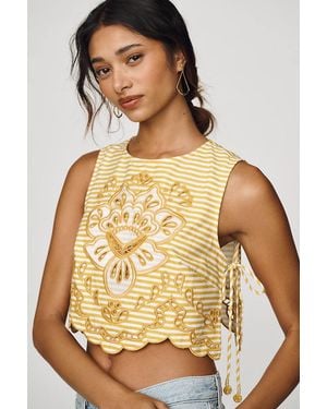 FARM Rio Richilieur Embroidered Tank Top - Natural