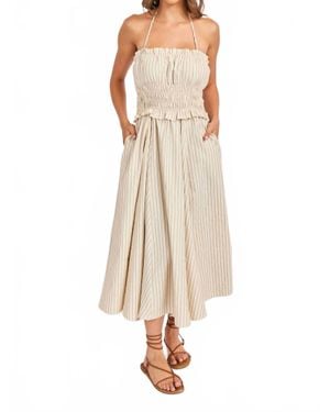Sadie & Sage Classic Beauty Striped Midi Dress - Natural