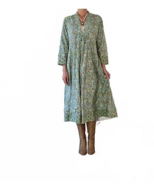 Just Darviny Karolina V-Neck Midi Dress - Green