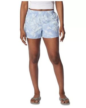 Columbia Sandy River Ii Shorts Whisper Peonies Printed Mid-Rise Fts584 - Blue