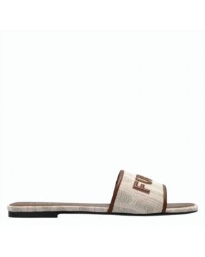 Furla Neutral Slip On Open Slippers - Natural