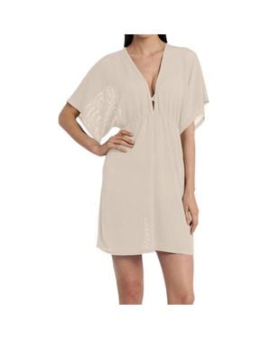 Jordan Taylor Gofret Dolman Sleeve V-Neck Tunic - Natural