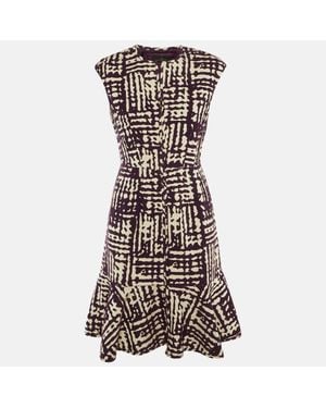 Carolina Herrera Patterned Knit Flounced Hem Short Dress - Black