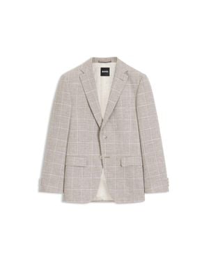 BOSS Checked Slim-Fit Jacket - Gray