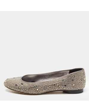 Gina Crystal Embellished Satin Ballet Flats - Metallic