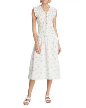 Rails Dion Floral Smocked Midi-Dress - White