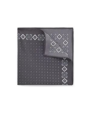 BOSS By Beckham Printed Silk Pocket Square - Gray