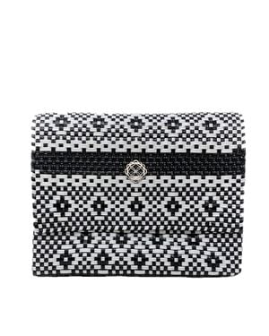 Lolas Bag Aztec Stripe Long Metal Chain Strap Crossbody Bag - Black