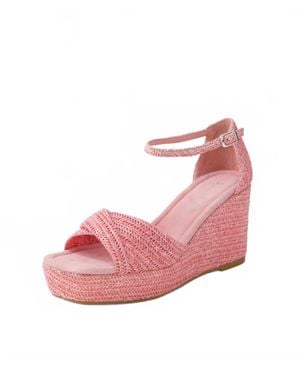DJANGO & JULIETTE Buckled Ankle Strap Wedge Sandals - Pink