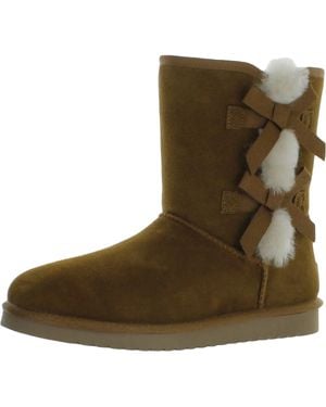 Koolaburra Victoria Short Leather Embellished Shearling Boots - Brown