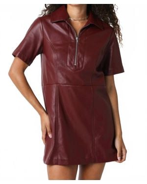 Olivaceous Vegan Leather Mini Dress - Red