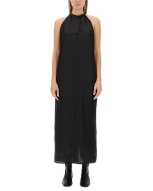 Acne Studios Satin Buckle Closure Dress With Wide Back - Black