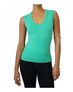 LNA Carey Deep V Tank Top - Green