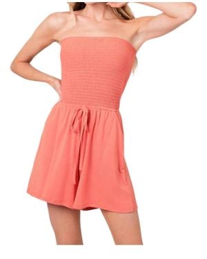 Zenana Smocked Shorts Romper - Pink