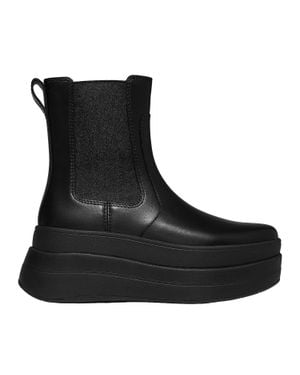 Fitflop F-Mode Stack Leather Chelsea Boots - Black