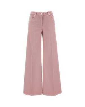 True Royal High-Waist Cropped Wide-Leg Pants - Pink