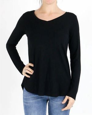 Grace and Lace Perfect Pocket Long Sleeve Tee - Black