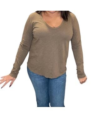 Bobi Center Seam V Neck Tee - Multicolor