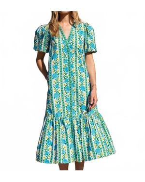 Pink City Prints Daisy Midi Dress - Blue