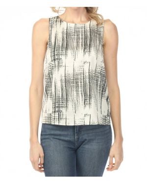 Charlie b Printed Satin Keyhole Back Tank Top - Blue