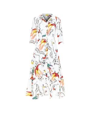 Erdem Kasia Poplin Paisley Shirt Dress - White