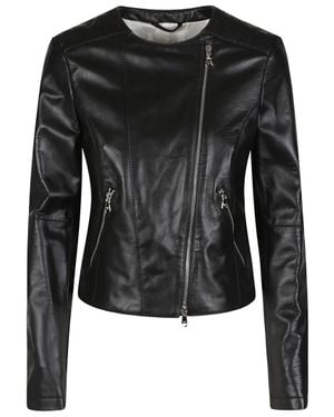 Patrizia Pepe Lambskin Biker Jacket - Black