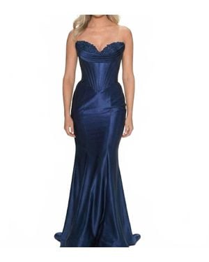 Sherri Hill 57986 Strapless Corset Floor Length Dress - Blue
