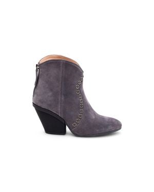 Hogan Eyelet-Embellished Suede Boots - Purple