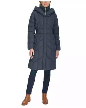 Cole Haan Bibbed Hooded Puffer Coat - Blue