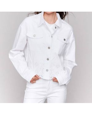 Charlie b Twill Scalloped Eyelet Jacket - White