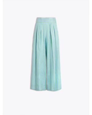 Vilagallo Striped Pleated Trouser - Blue