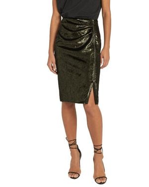 Reiss Leena Metallic Velvet Pencil Skirt - Black