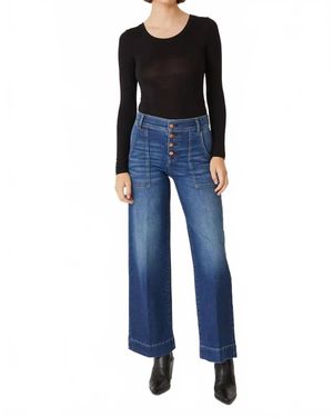 Level 99 Camille Exposed Button Wide Leg Jeans - Blue