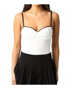 Olivaceous Dinah Lace Trim Bodysuit - White