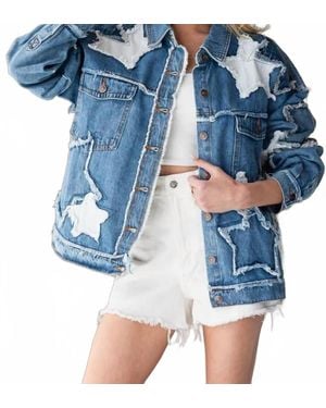 Oli & Hali Mineral Washed Star Patched Jacket - Blue