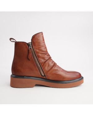 EOS Melbourne Theona Leather Ankle Boots - Brown