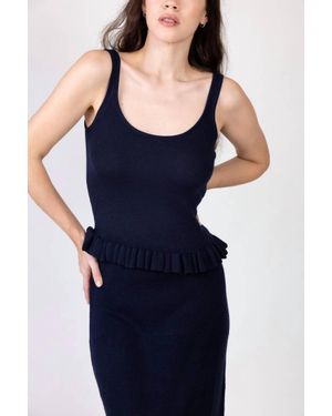 Brandon Maxwell Phoebe Knit Tank Top - Blue