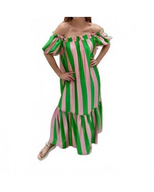 Adrienne Clarise Spring Fling Off Shoulder Maxi Dress - Green