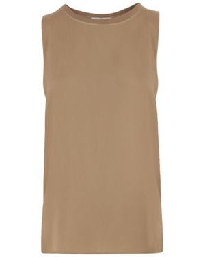 Q-WINS Sleeveless Stretch Cotton Top - Natural