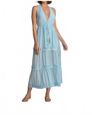 Elan Halter Maxi Dress - Blue