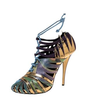 Pierre Hardy Suede And Printed Leather Cut Out Booties - Black