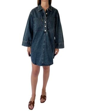 FRNCH Long Sleeve Denim Dress - Blue