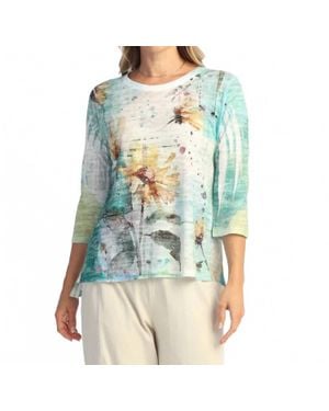 Jess & Jane Burnout Hi-Lo Tunic Top - Blue