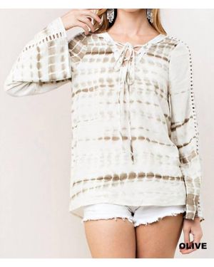 Kori Tie Dye Lace Up Top - Natural