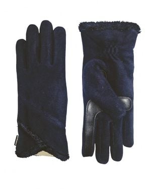 Isotoner Smartdri Fleece Gloves With Overlap Wrist - Blue