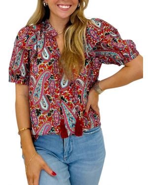 J joy Camila Flutter Sleeves Top - Red
