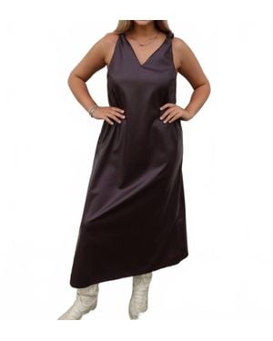 Lalavon V-Neck Knot Dress - Black