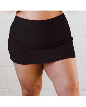 Calypsa High Waisted Mini Swim Skirt With Shorts - Black
