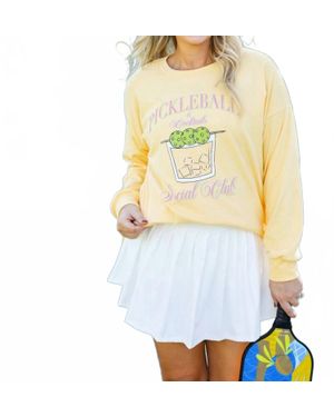 Southern Grace Pickleball & Cocktails Crewneck Top - White
